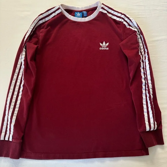 adidas Women's Long Sleeve Tee - Red and White - Picture 4 of 10
